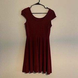 Maroon Skater Skirt Dress